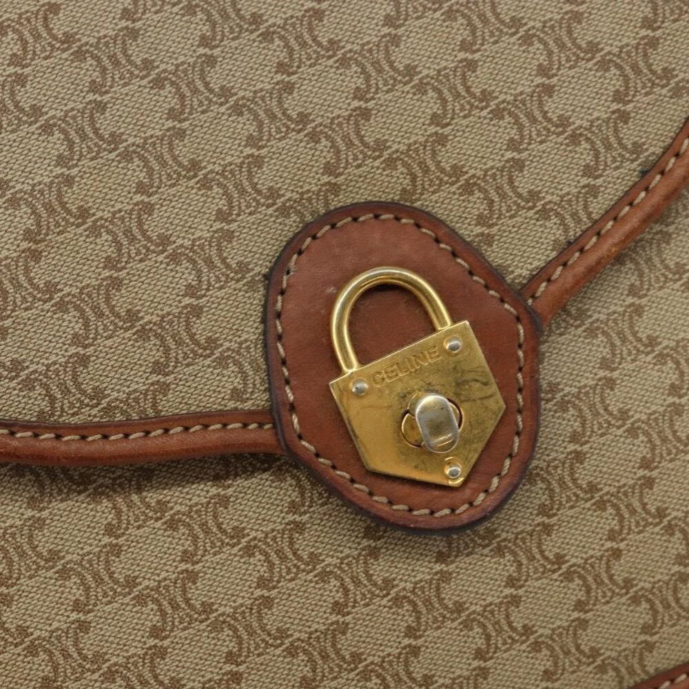 Authentic CELINE Macadam Canvas Shoulder Bag PVC Beige Gold - Picture 7 of 16